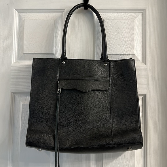 Rebecca Minkoff Saffiano Black Leather Tote Bag - Picture 2 of 14